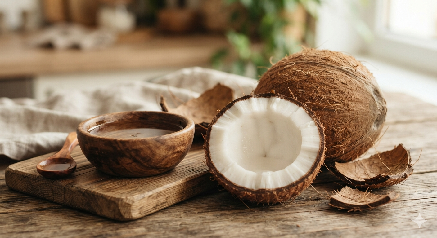 Noix de coco et huile vierge pressée à froid — AULINAGAN, Marie-Galante