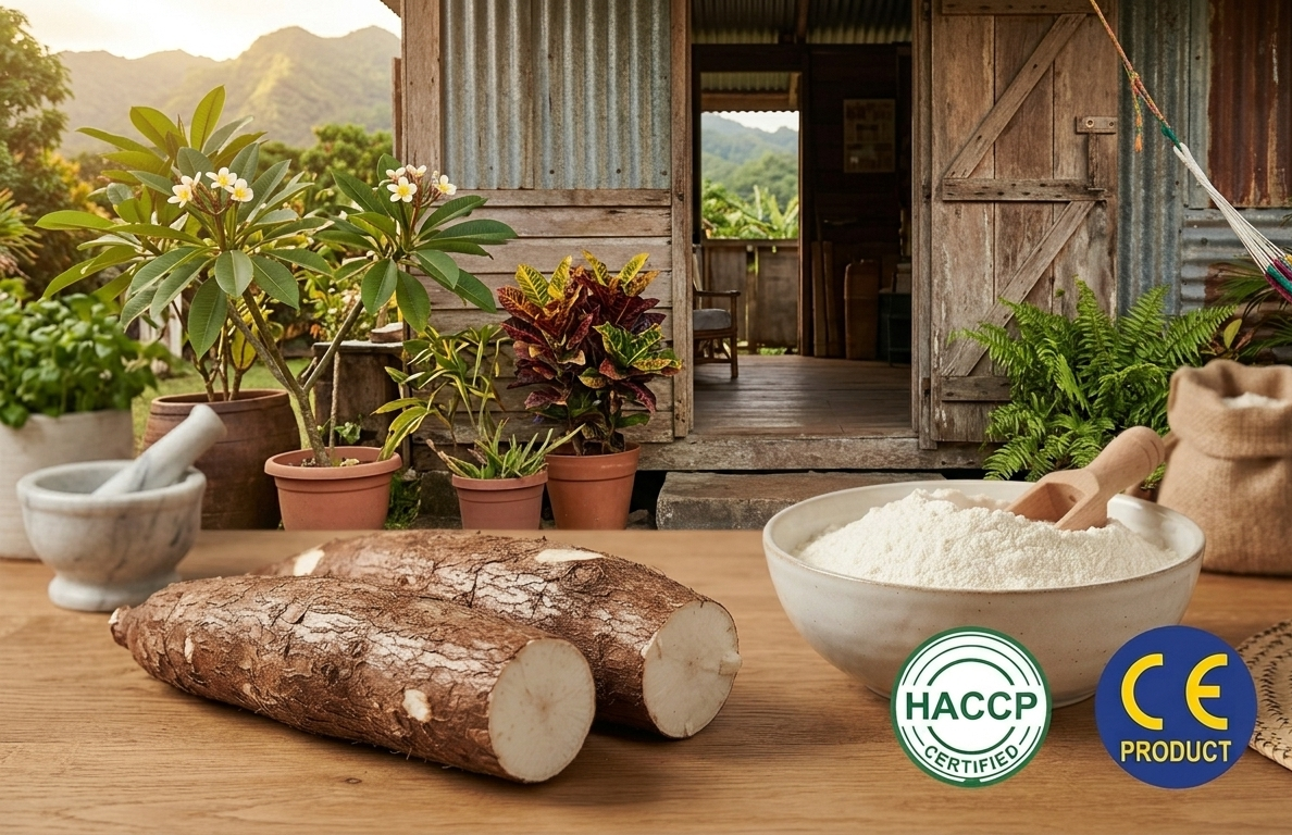 Farine de manioc artisanale — AULINAGAN, Marie-Galante